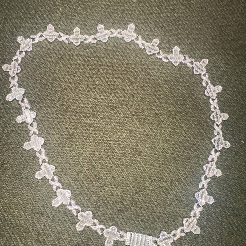 Elegant Silver Baguette Diamond Necklace